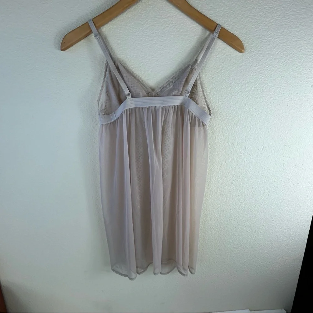 DKNY Beige Sheer Lace Lingerie Baby Doll w/ Adjustable Straps, Size Large - Picture 4 of 9